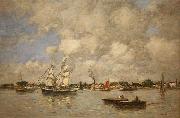 Eugene Boudin Bordeaux, Boats on the Garonne oil on canvas